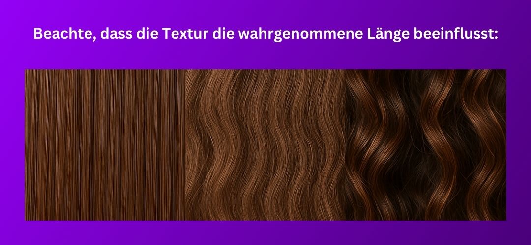 Verschiedene Perückentypen: synthetisch, hitzebeständig und Echthaar, die Unterschiede in Länge und Textur zeigen