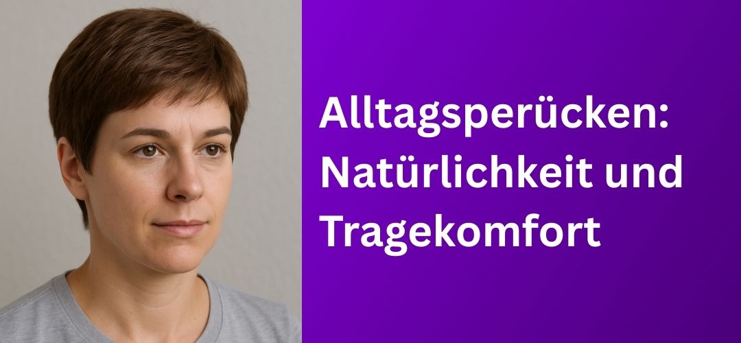 Nahaufnahme einer natürlichen Alltagsperücke, die Komfort und unauffälligen Stil bietet